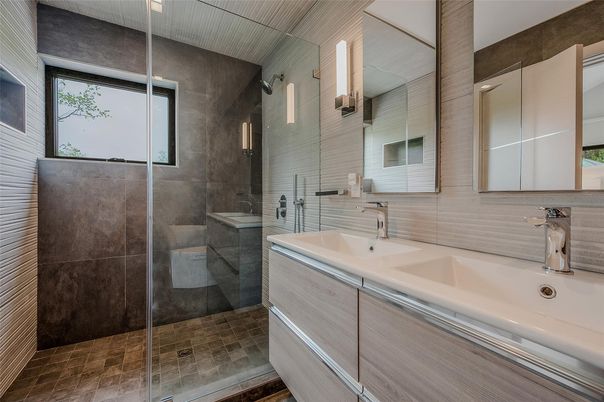 Bathroom, Dual Sink Vanities, Glass Shower, Interior