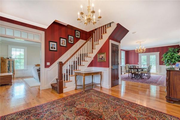 Chandelier, Dining room, Interior, Wood Texture Flooring