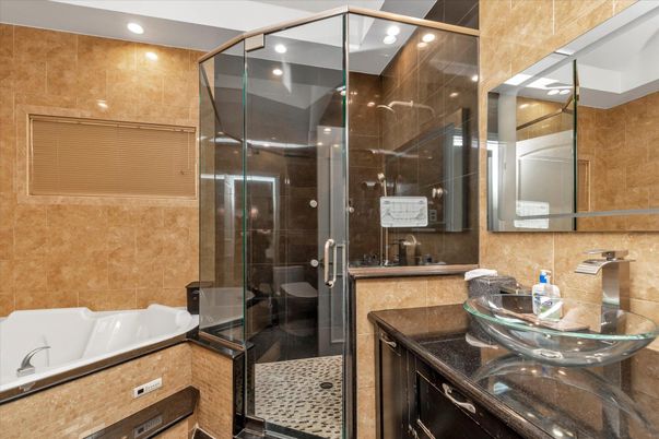 Bathroom, Glass Shower, Interior, Recessed Lighting