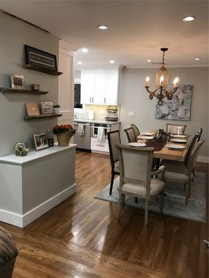 Chandelier, Dining room, Interior, Kitchen, Recessed Lighting, Wood Texture Flooring