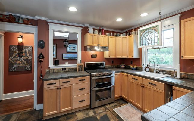 Interior, Kitchen, Recessed Lighting, Tile Countertops