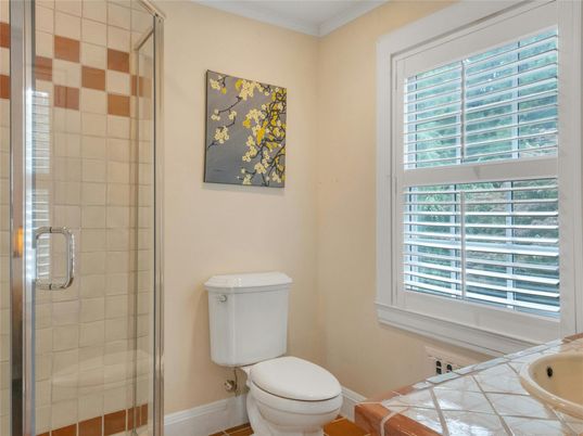 Bathroom, Glass Shower, Interior, Tile Countertops