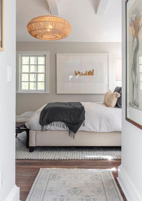 Bedroom, Chandelier, Interior, Pendant Lights, Wood Texture Flooring