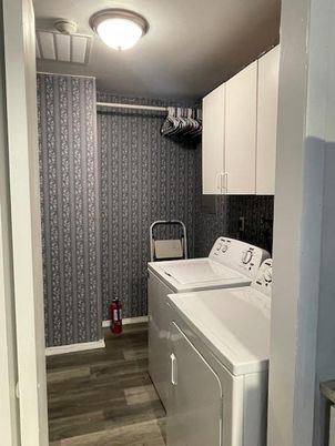 Interior, Washer, Wood Texture Flooring
