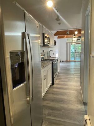 Interior, Kitchen, Stainless Steel Appliances, Wood Texture Flooring
