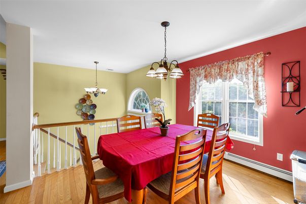 Chandelier, Dining room, Interior, Pendant Lights, Wood Texture Flooring