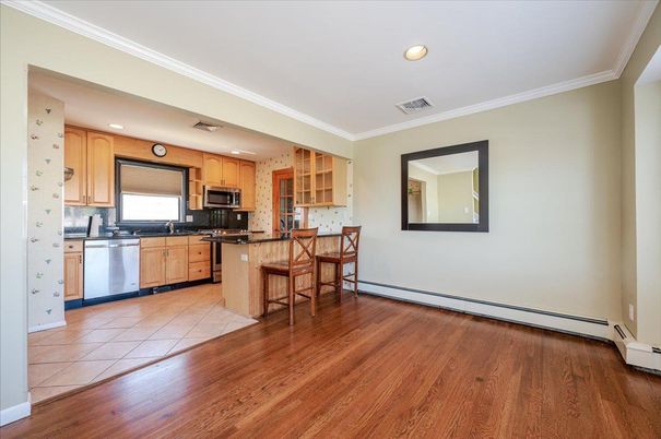 Interior, Kitchen, Recessed Lighting, Wood Texture Flooring