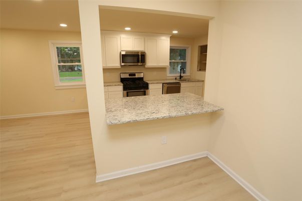 Interior, Kitchen, Recessed Lighting, Wood Texture Flooring