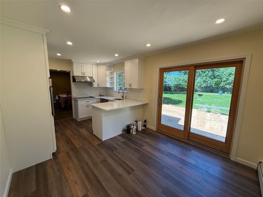 Interior, Kitchen, Recessed Lighting, Wood Texture Flooring
