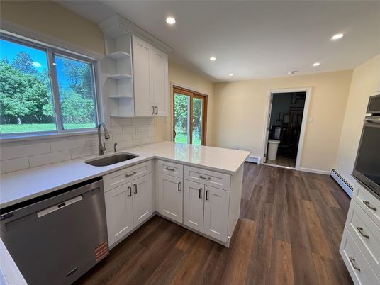 Interior, Kitchen, Recessed Lighting, Wood Texture Flooring