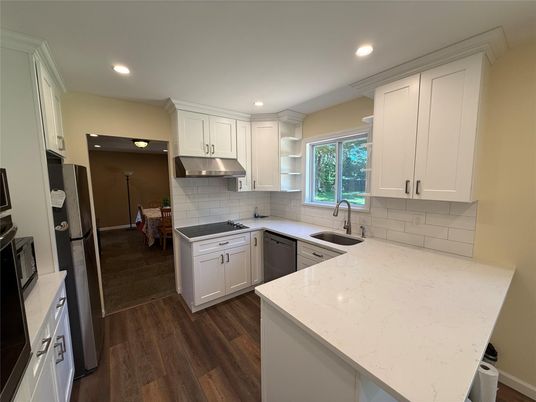 Interior, Kitchen, Recessed Lighting, Wood Texture Flooring