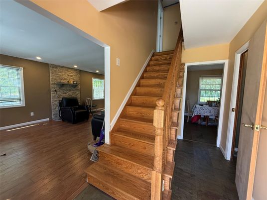 Interior, Recessed Lighting, Stone Walls, Wood Texture Flooring