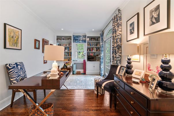 Home Office, Interior, Recessed Lighting, Wood Texture Flooring