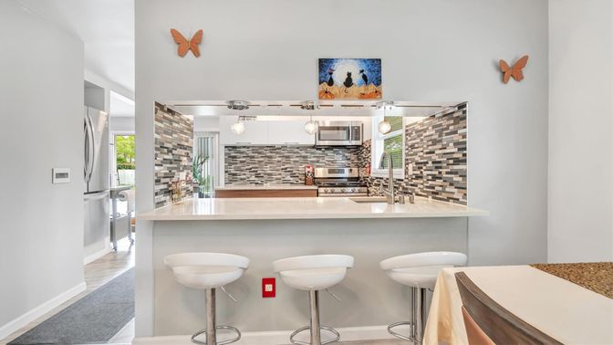 Interior, Kitchen, Stainless Steel Appliances, Wood Texture Flooring