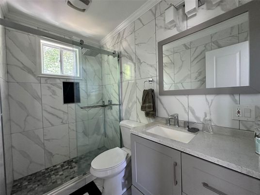 Bathroom, Glass Shower, Interior, Marble Walls