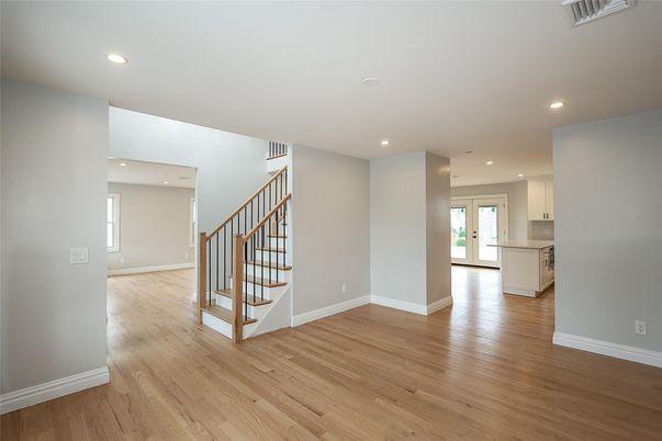 Empty room, Interior, Recessed Lighting, Wood Texture Flooring