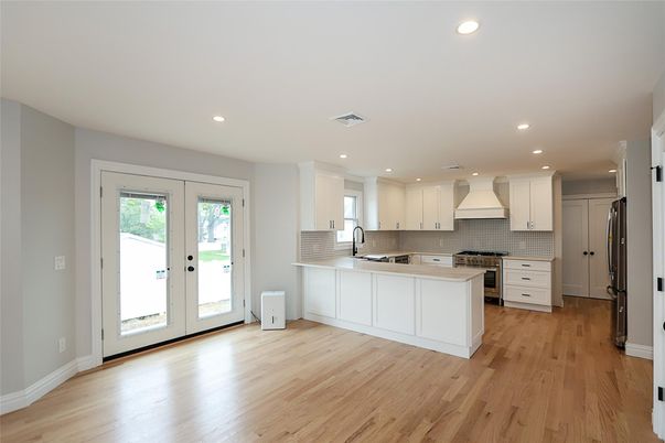 Interior, Kitchen, Recessed Lighting, Wood Texture Flooring