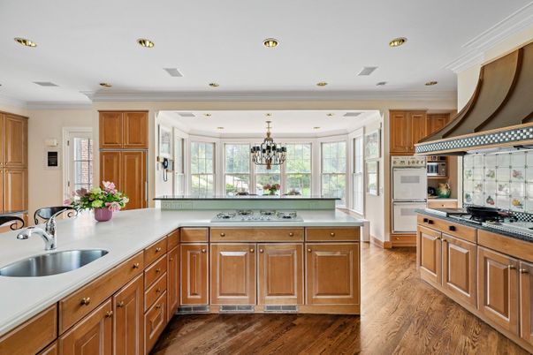 Chandelier, Interior, Kitchen, Recessed Lighting, Wood Texture Flooring