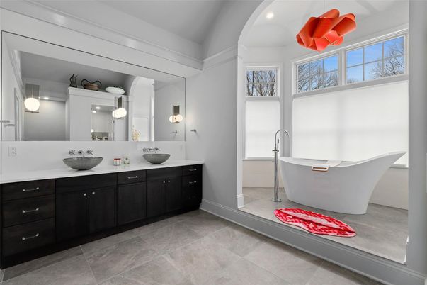 Bathroom, Dual Sink Vanities, Free Standing Baths, Interior, Recessed Lighting