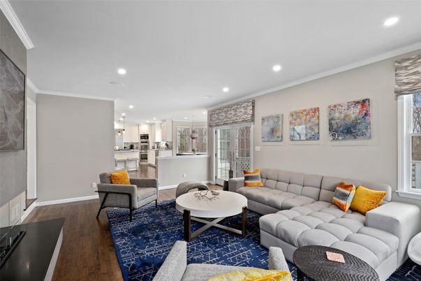 Interior, Kitchen, Living room, Recessed Lighting, Wood Texture Flooring