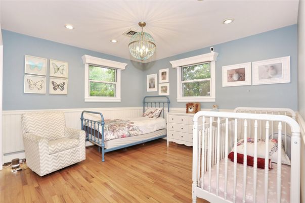 Bedroom, Interior, Pendant Lights, Recessed Lighting, Wood Texture Flooring