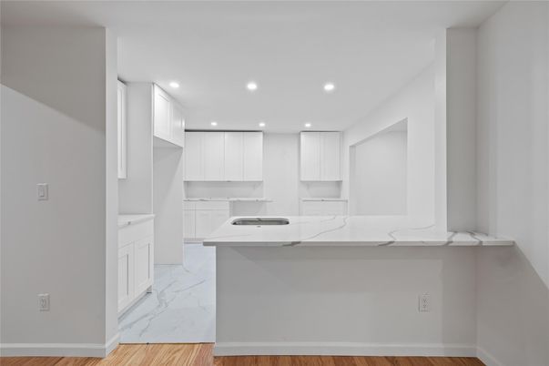 Interior, Marble, Recessed Lighting, Wood Texture Flooring