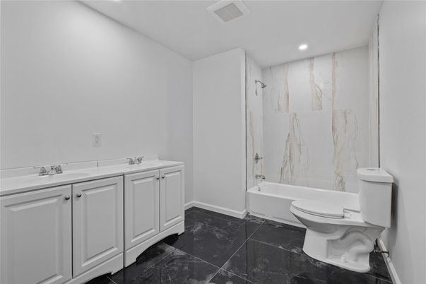 Bathroom, Interior, Marble, Marble Walls, Recessed Lighting
