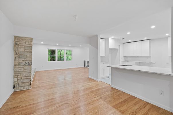 Interior, Kitchen, Recessed Lighting, Wood Texture Flooring