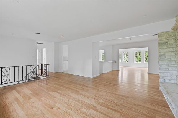Empty room, Interior, Stone Walls, Wood Texture Flooring