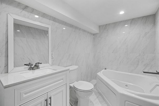 Bathroom, Interior, Marble, Marble Walls, Recessed Lighting
