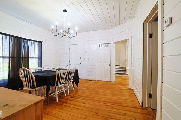 Chandelier, Dining room, Interior, Wood Texture Flooring