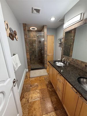 Bathroom, Dual Sink Vanities, Glass Shower, Interior, Recessed Lighting