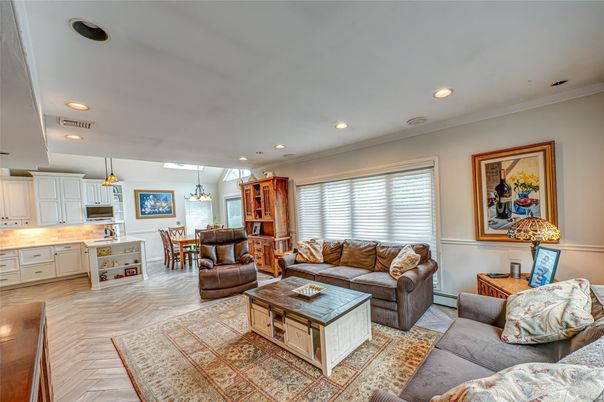 Dining room, Interior, Kitchen, Living room, Pendant Lights, Recessed Lighting, Wood Texture Flooring
