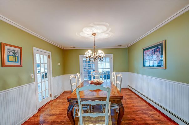 Chandelier, Dining room, Interior, Wood Texture Flooring