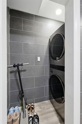 Interior, Recessed Lighting, Utility Closets, Washer, Wood Texture Flooring