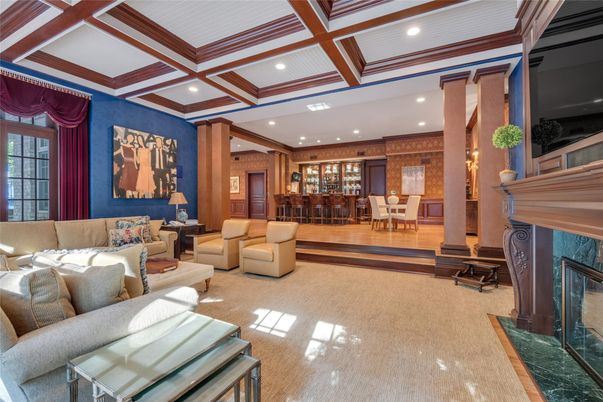 Dining room, Fireplace, Interior, Living room, Recessed Lighting