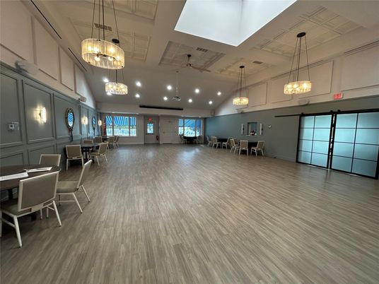 Dining room, Interior, Pendant Lights, Recessed Lighting, Wood Texture Flooring