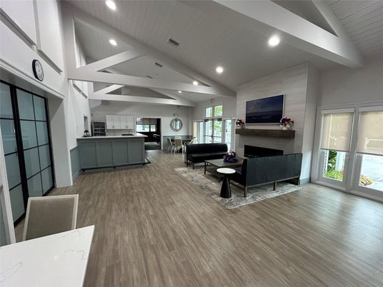 Interior, Living room, Recessed Lighting, Wood Texture Flooring