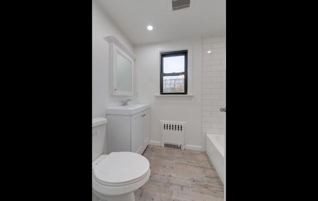 Bathroom, Interior, Recessed Lighting, Wood Texture Flooring