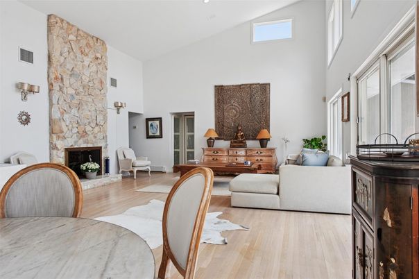 Fireplace, Interior, Living room, Stone Walls, Wood Texture Flooring