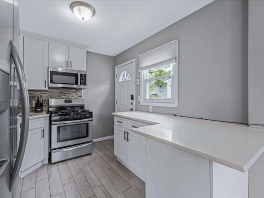 Interior, Kitchen, Stainless Steel Appliances, Wood Texture Flooring