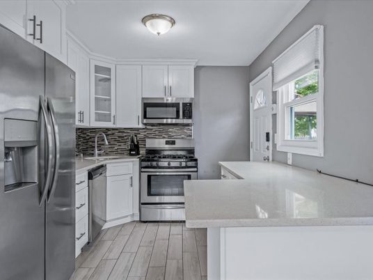 Interior, Kitchen, Stainless Steel Appliances, Wood Texture Flooring