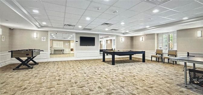 Billiard Table, Game Room, Interior, Pendant Lights, Recessed Lighting