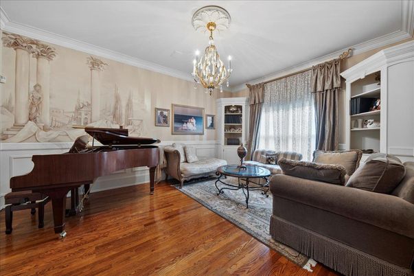 Chandelier, Interior, Living room, Piano, Wood Texture Flooring