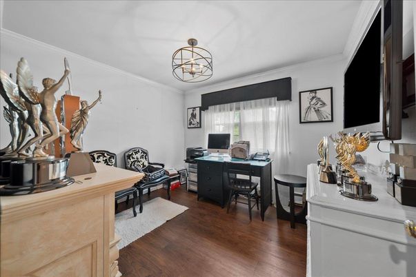 Chandelier, Home Office, Interior, Wood Texture Flooring