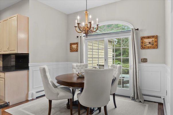 Chandelier, Dining room, Interior, Wood Texture Flooring
