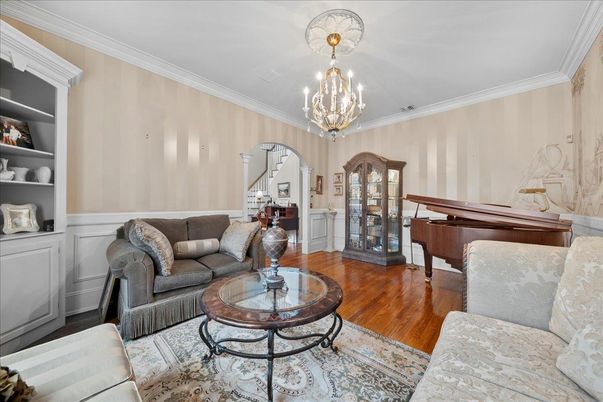 Chandelier, Interior, Living room, Piano, Wood Texture Flooring