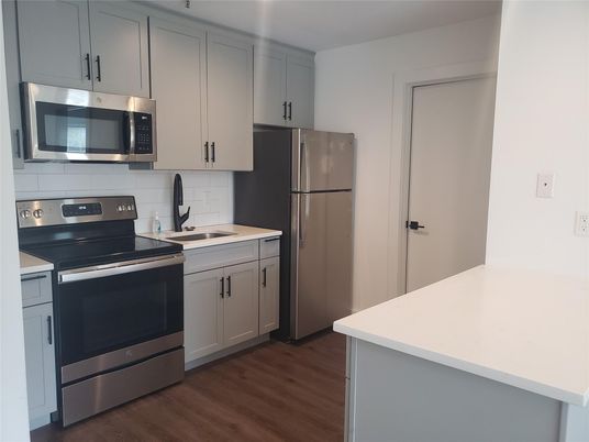 Interior, Kitchen, Stainless Steel Appliances, Wood Texture Flooring