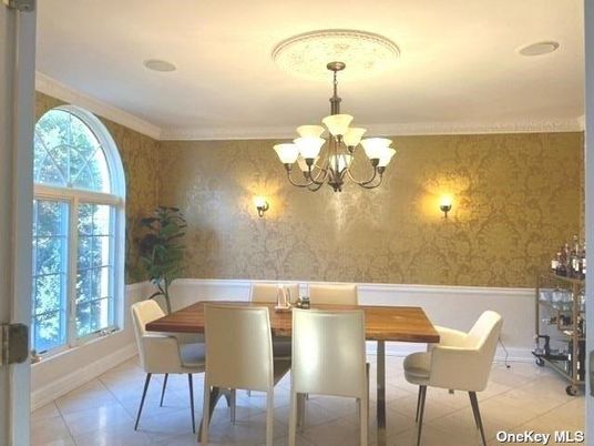 Chandelier, Dining room, Interior, Recessed Lighting
