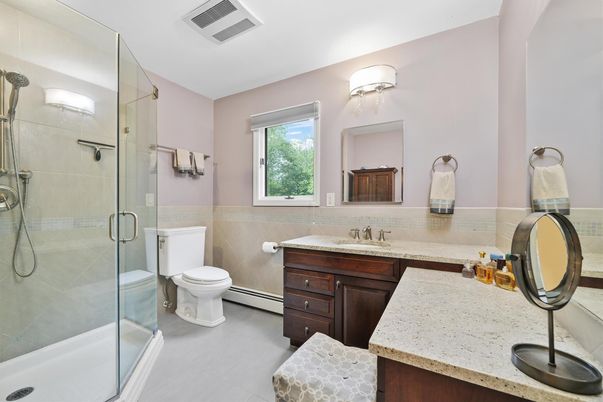 Bathroom, Dual Sink Vanities, Glass Shower, Interior